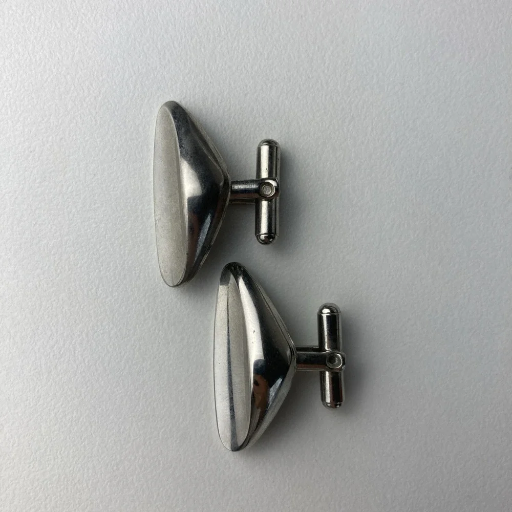 Vintage Antique Abstract‎ Triangle Metal Cufflinks